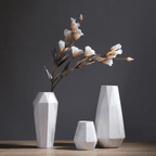 Marble-Effect Geometric Ceramic Vases – Multi-Faceted Non-Porous Decor in 5 Sizes