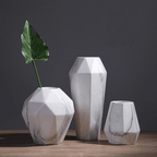 Marble-Effect Geometric Ceramic Vases – Multi-Faceted Non-Porous Decor in 5 Sizes