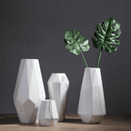 Marble-Effect Geometric Ceramic Vases – Multi-Faceted Non-Porous Decor in 5 Sizes