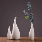 White Porcelain Water Drop Design Vase – Elegant Minimalist Flower Display in 3 Sizes