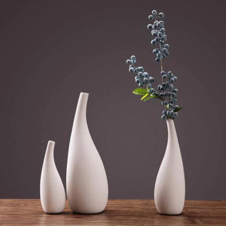 White Porcelain Water Drop Design Vase – Elegant Minimalist Flower Display in 3 Sizes