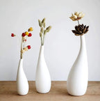 White Porcelain Water Drop Design Vase – Elegant Minimalist Flower Display in 3 Sizes