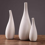 White Porcelain Water Drop Design Vase – Elegant Minimalist Flower Display in 3 Sizes