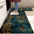 Tree of Life Entryway & Kitchen Mat – Gold Knotwork Design with Anti-Slip Rubber Backing